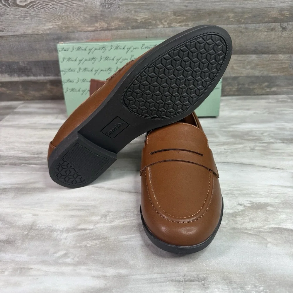 KENSIE Womens‎ Gitty Penny Loafer Slip on Casual Shoes Extra Padded Brown Sz 8.5